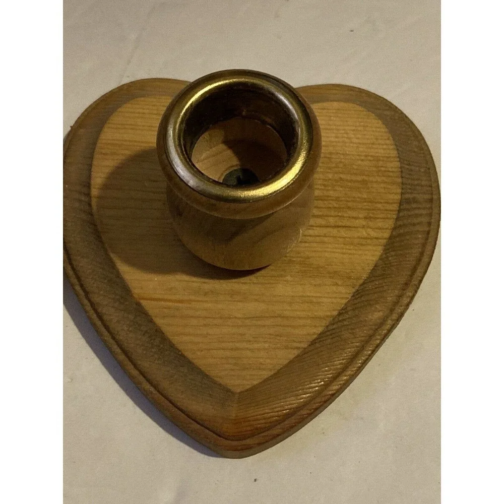 Handmade‎ Wood Heart Candleholder Taper Candles